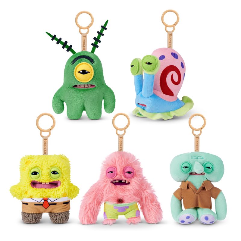 15756UQ1 ZURU FUGGLER SPONGEBOB 5" KEYRINGS