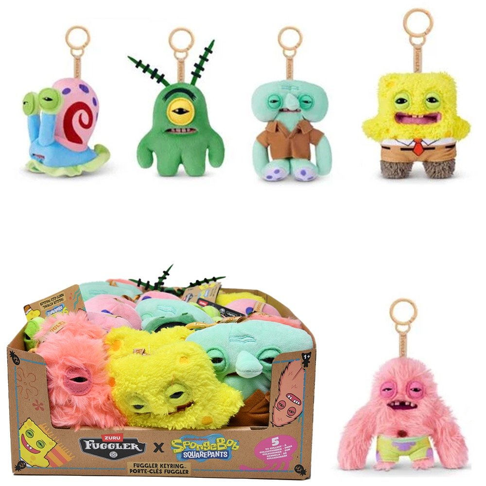 15756UQ1 ZURU FUGGLER SPONGEBOB 5" KEYRINGS