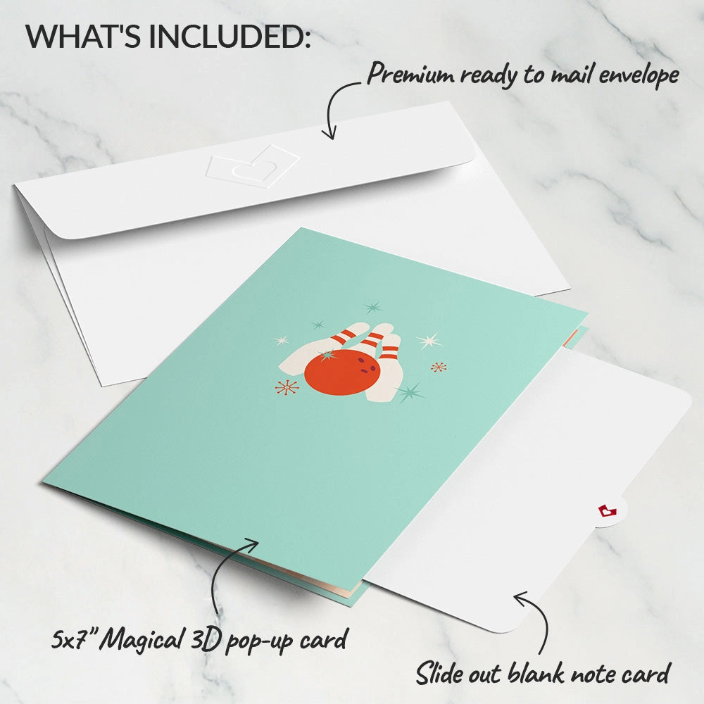LP10559 RETRO BOWLING POP-UP CARD 5x7"
