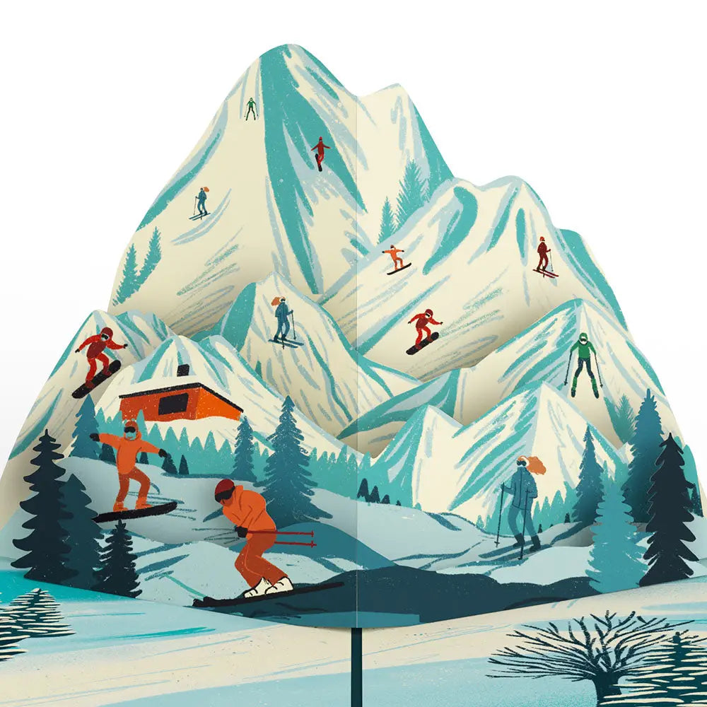 LP8483 MOUNTAIN SKI ADVENTURE POP-UP CARD 5x7"