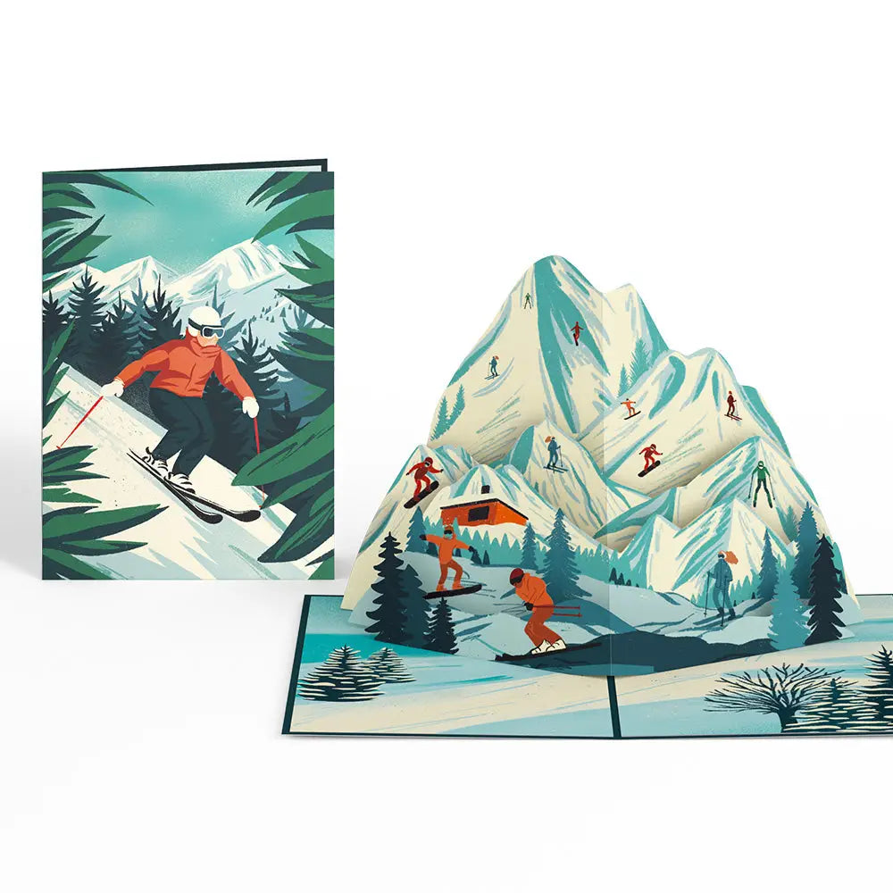 LP8483 MOUNTAIN SKI ADVENTURE POP-UP CARD 5x7"