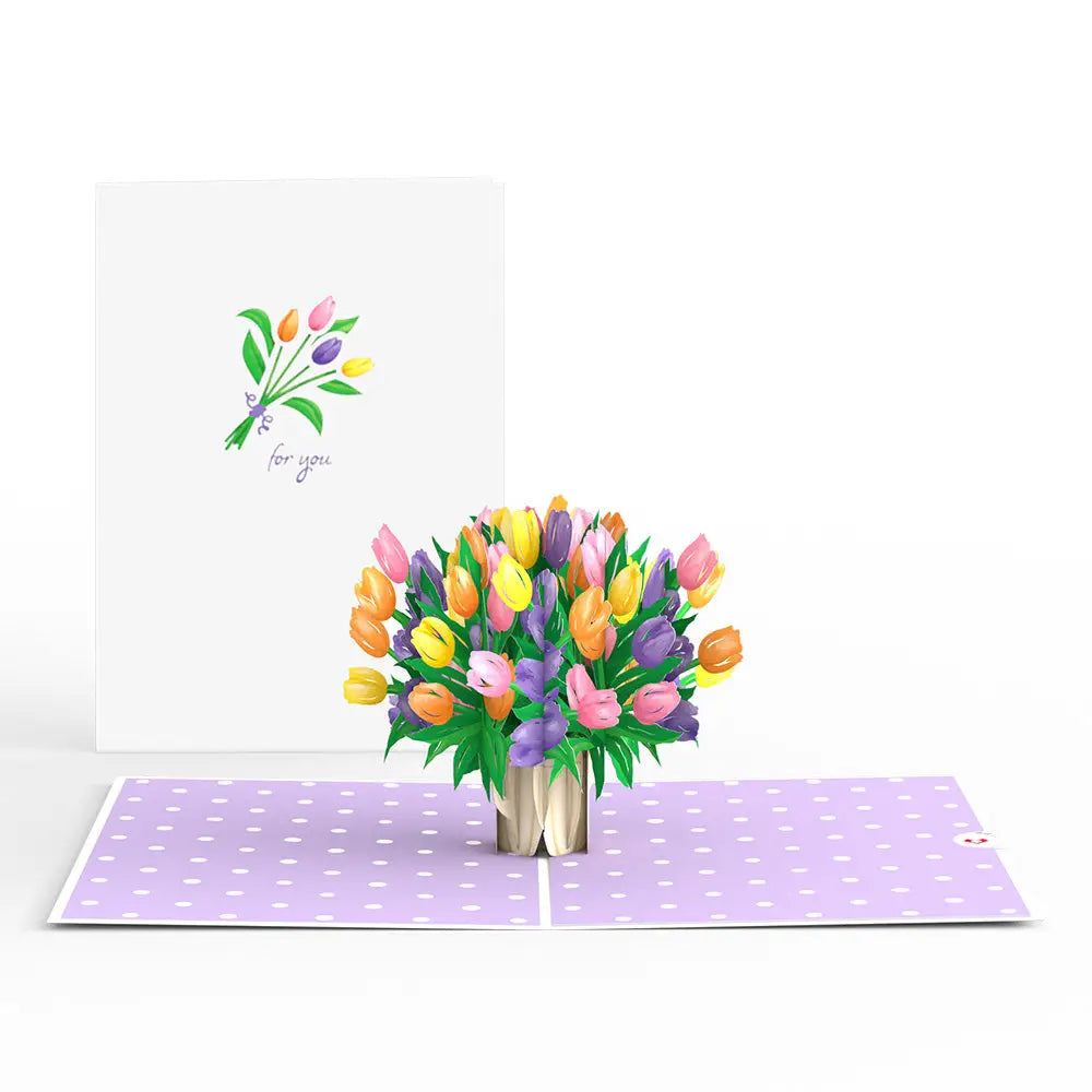 LP2404 TULIPS POP-UP CARD 5x7" FLOWER VASE