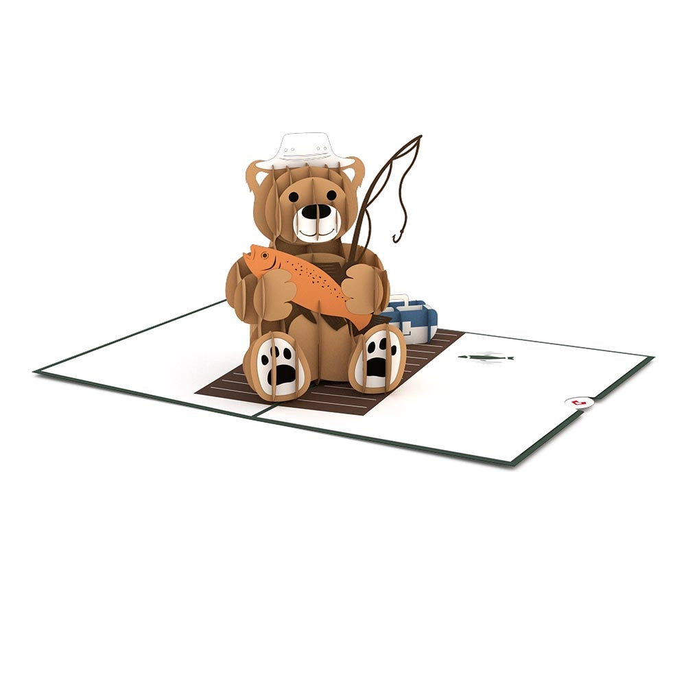 LP1185 FISHING BEAR POP-UP CARD 5x7"