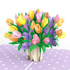LP2404 TULIPS POP-UP CARD 5x7" FLOWER VASE