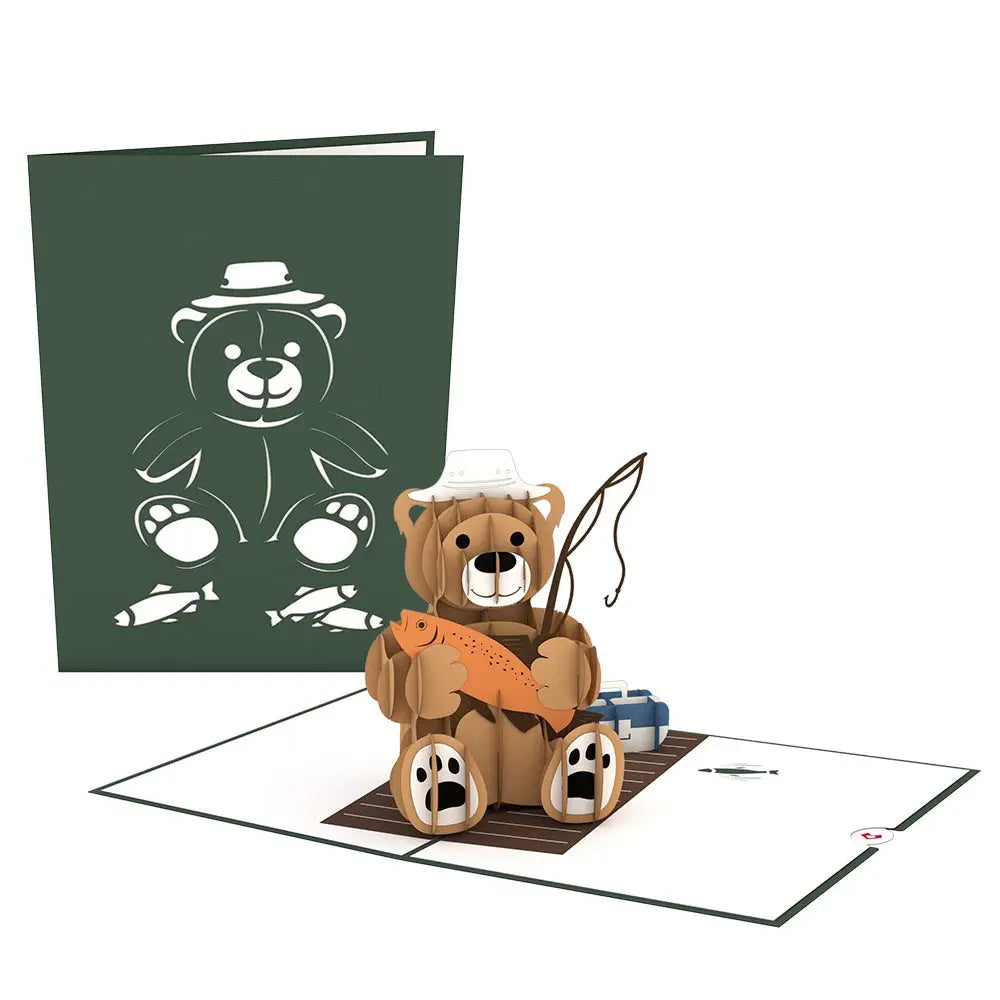 LP1185 FISHING BEAR POP-UP CARD 5x7"