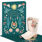 LP6083 HAPPY B-DAY COWGIRL POP-UP CARD 5x7"