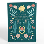 LP6083 HAPPY B-DAY COWGIRL POP-UP CARD 5x7"