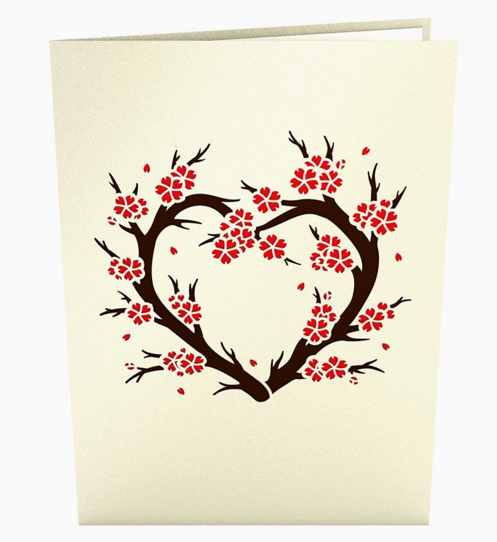 Red Sakura Tree Pop-Up Card 5x7"