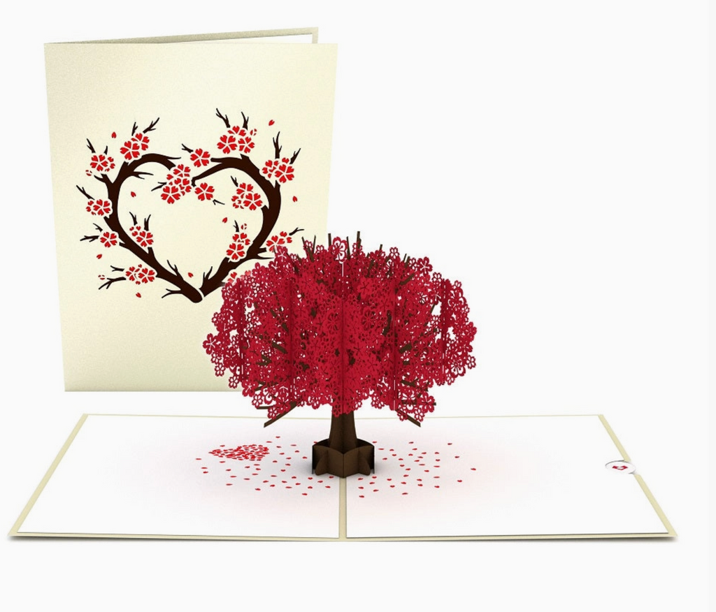 Red Sakura Tree Pop-Up Card 5x7"