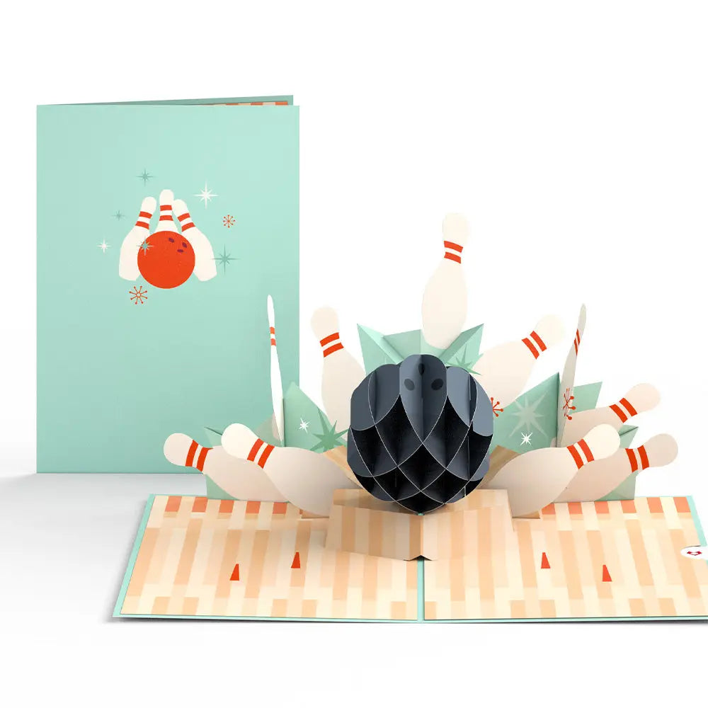 LP10559 RETRO BOWLING POP-UP CARD 5x7"