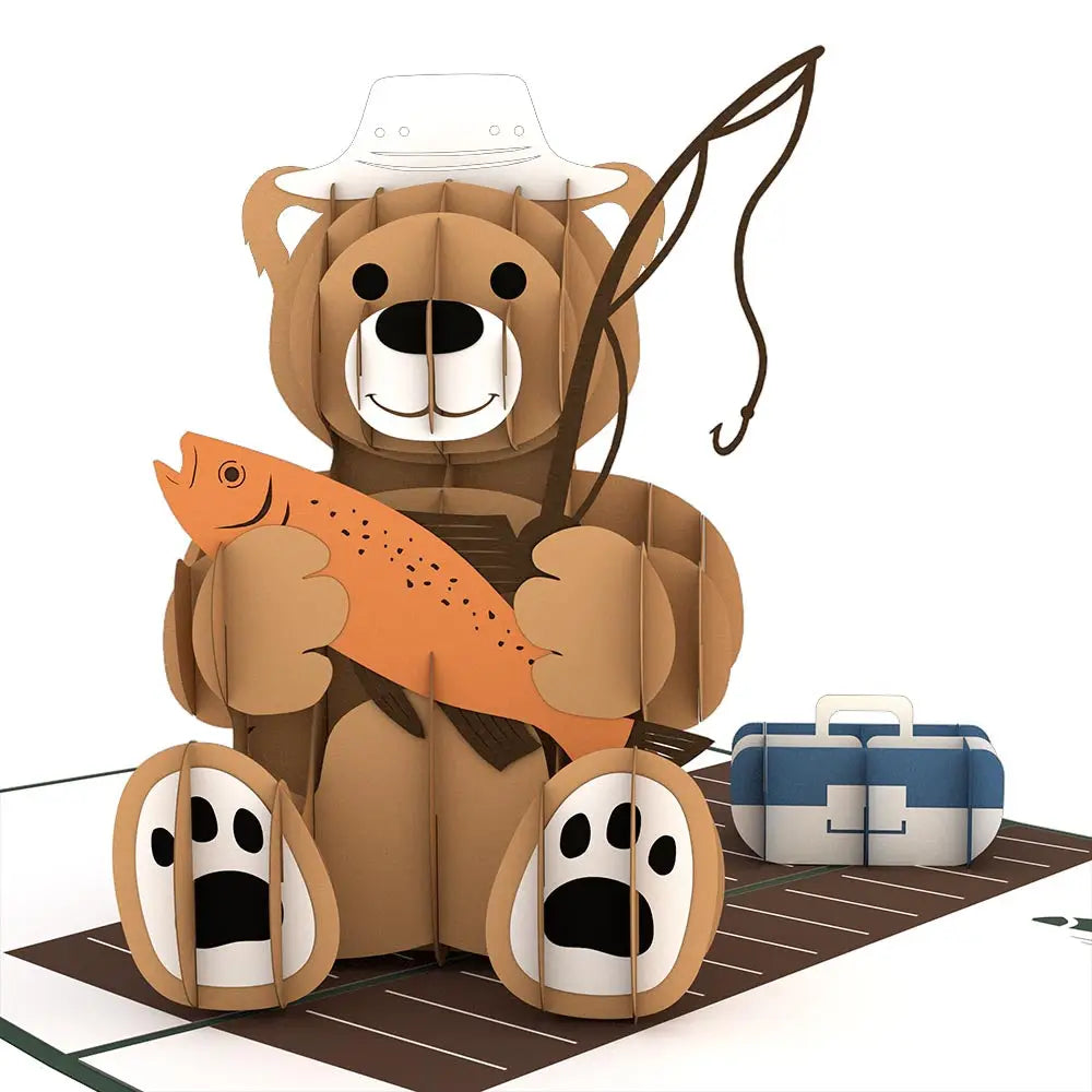 LP1185 FISHING BEAR POP-UP CARD 5x7"