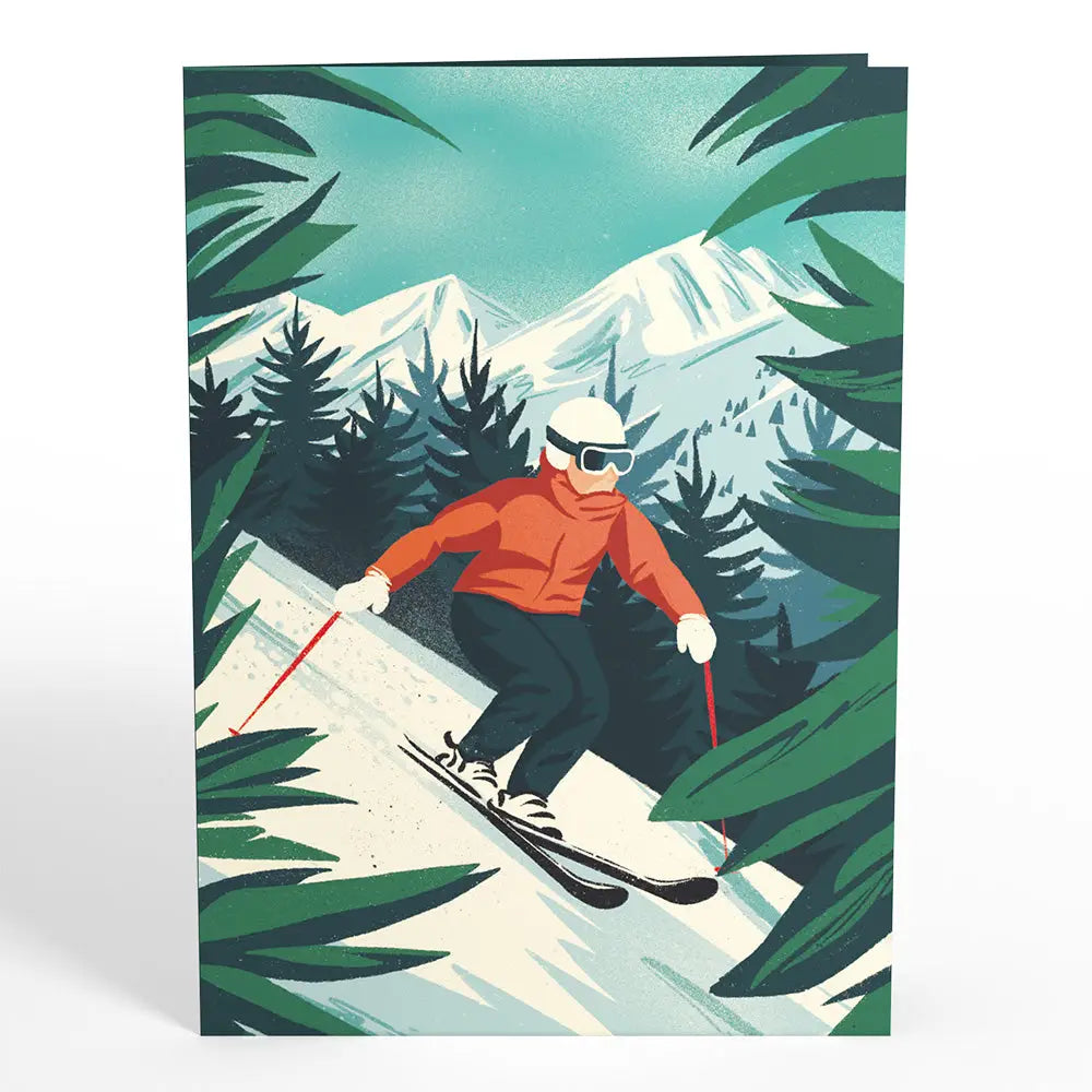 LP8483 MOUNTAIN SKI ADVENTURE POP-UP CARD 5x7"